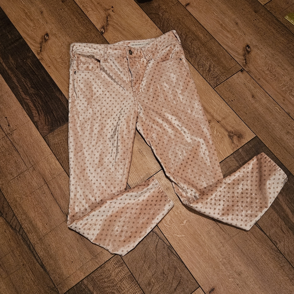 Anthropologie Pilcro Blush Velvet Polka Dot Pants